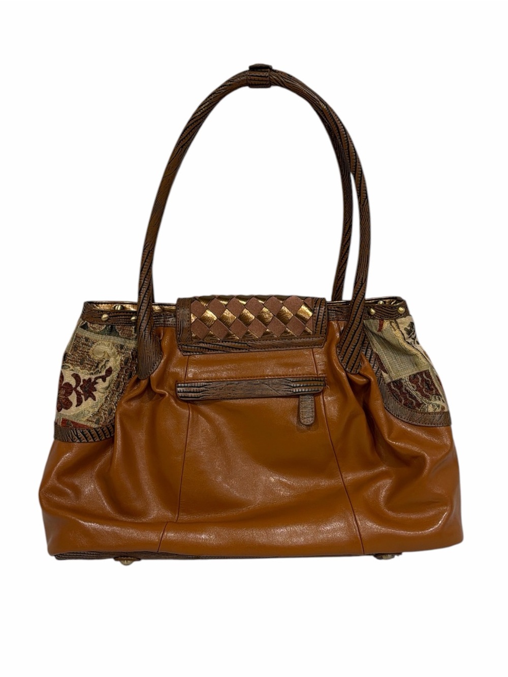 Sharif Brown and Gold Patchwork Leather Shoulder Bag - Picture 4 of 12